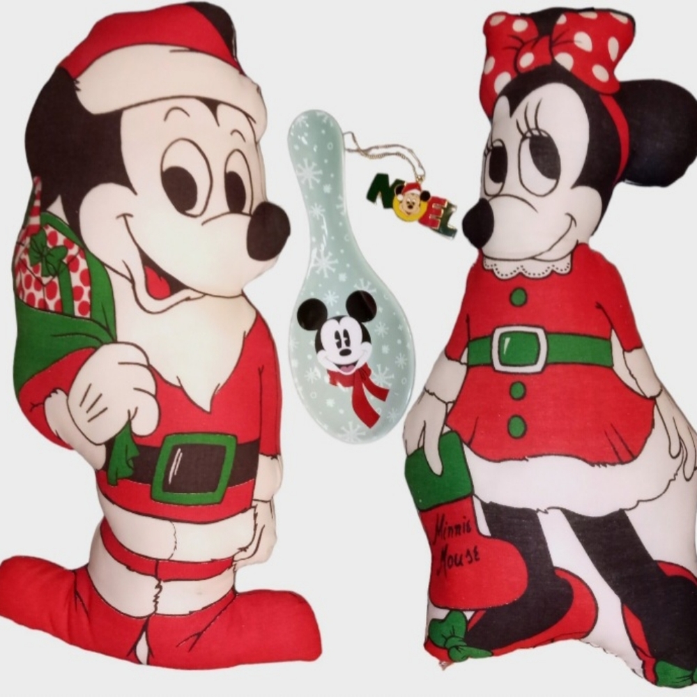 Disney Christmas Bundle Mickey Mouse & Minnie Cloth Dolls, Ornament & Sp…